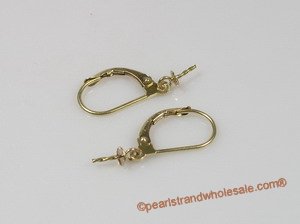 14K yellow gold leverback earrings mounting