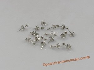 14k white gold stud earrings mounting